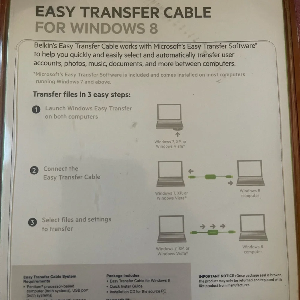 Belkin Easy Transfer Cable for Windows 8 /Windows